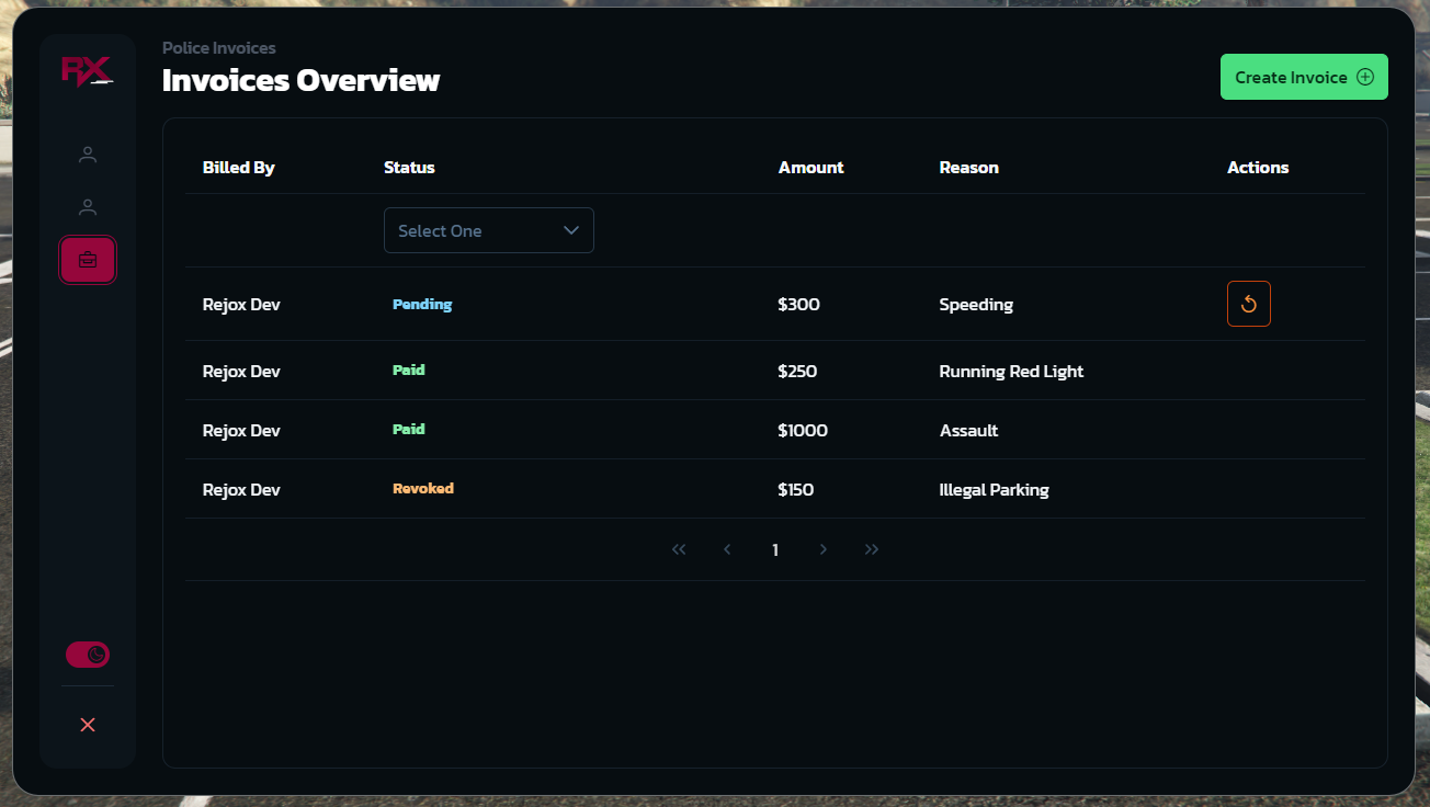 Society Invoices UI